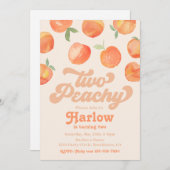 Twee uitnodiging voor Peachy | Peach Birthday Invi (Voorkant / Achterkant)
