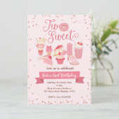 Twee uitnodigingen voor Sweet Girl Birthday Party (Staand voorkant)