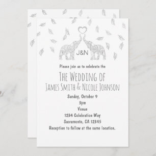 Twee uitvinders Heart Silver Fall Wedding Invitati Kaart