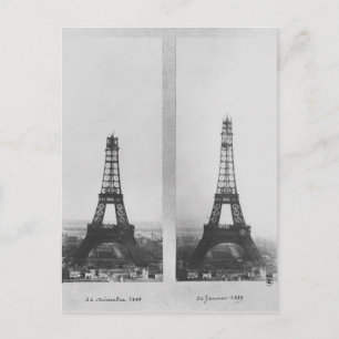 Twee uitzichten van de bouw van het Eiffel Briefkaart