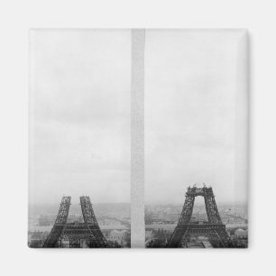 Twee uitzichten van de bouw van het Eiffel Magneet