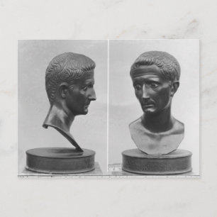 Twee uitzichten van een buste van keizer Augustus Briefkaart