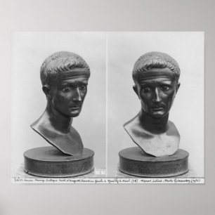 Twee uitzichten van een buste van keizer Augustus Poster