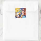 Twee van de Moon Birthday Vierkante Sticker (Tas)