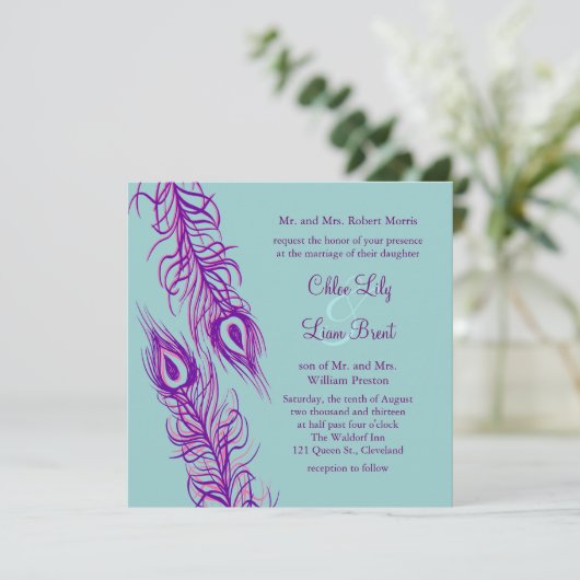 Twee van een Kind Peacock Feathers Kaart (Staand voorkant)