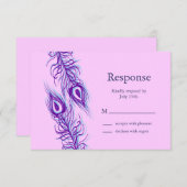 Twee van een Kind Peacock Feathers RSVP Kaartje (Voorkant / Achterkant)