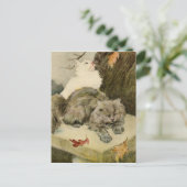 Twee ventilatorkatten die buiten rusten aankondigingskaart (Staand voorkant)