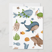 Twee verjaardagsfeestjes voor haaien, schildpadden kaart (Achterkant)