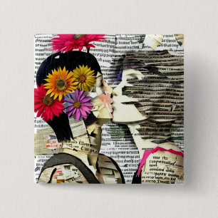 Twee verliefde vrouwen   Pride Kus Vierkante Button 5,1 Cm