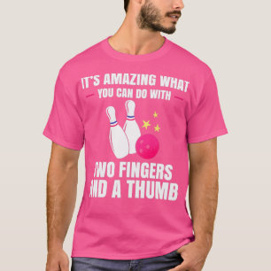 Twee vingers een duim Bowling-speler T T-shirt
