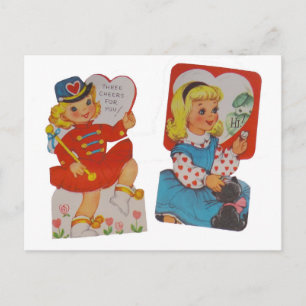 Twee vintage valentijnen in feestdagenkaart