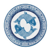 Twee Vis Koi Karper Vissen Chinoiserie Blauw Patro Snijplank (Voorkant)
