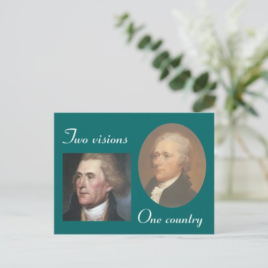 Twee visies briefkaart (Staand voorkant)