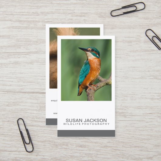 Twee Visitekaartjes voor fotografie (Voorkant / Achterkant in situ)