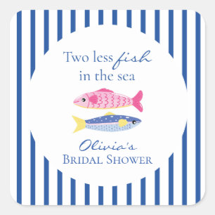 Twee vissen minder in de zee kust Bruidsdouche Vierkante Sticker