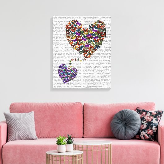 Twee vlinderharten canvas afdruk (Insitu (Woonkamer))
