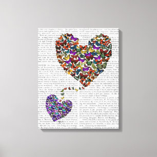 Twee vlinderharten canvas afdruk