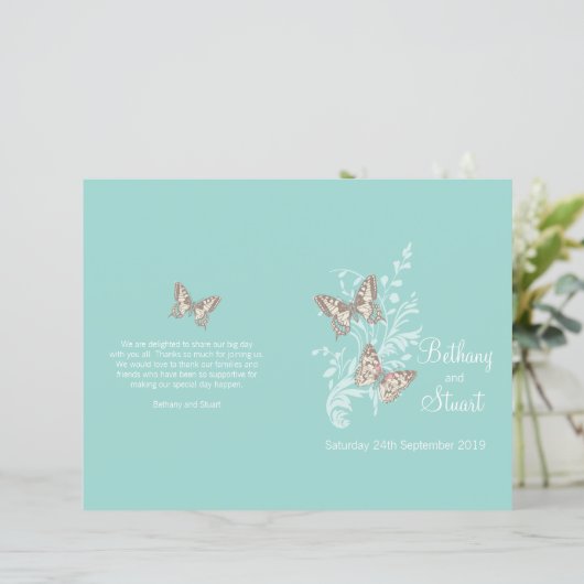 Twee vlinders aqua blauwgroen programma voor grafi (Staand voorkant)