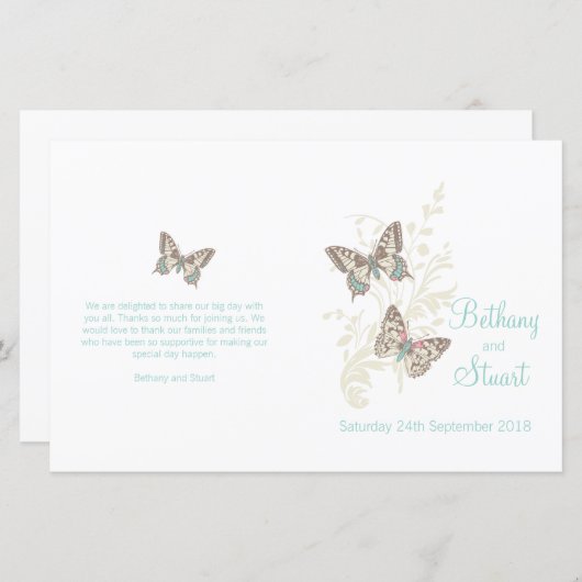 Twee vlinders blauwgroen grafisch programma voor b (Voorkant / Achterkant)