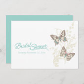 Twee vlinders grafische bruids douche uitnodiging (Voorkant / Achterkant)