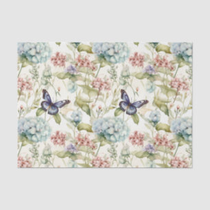 Twee vlinders op bloemenpatroon Decoupage Tissuepapier