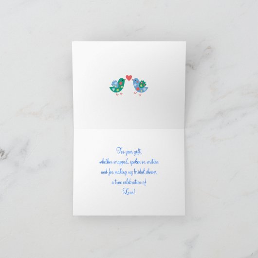 Twee Vogels Dankkaart Bedankkaart (Binnen)