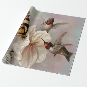 Twee vogels en Butterfly Shabby Chic Decoupage Cadeaupapier