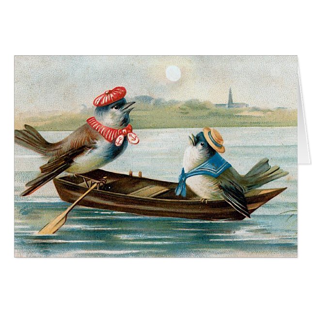 Twee vogels in een boot (Voorkant Horizontaal)