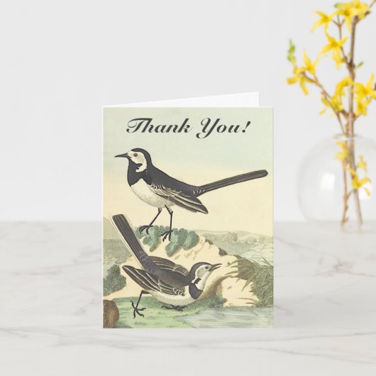 Twee vogels,  kijk, "Dank je!" Kaart (Gele Bloem)