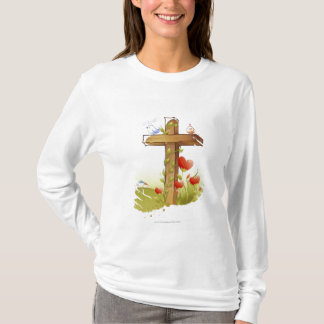 Twee vogels op een kruis t-shirt