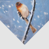 Twee vogels op een sneeuwwinterdag op bijkantoor tissuepapier (Detail)