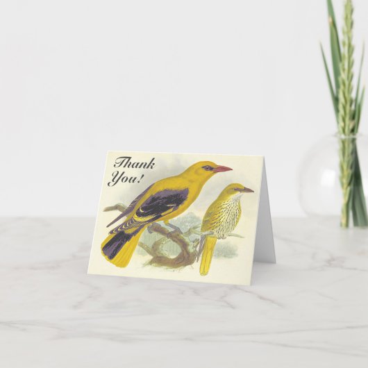 Twee vogels op een tak "Dank je!" Kaart (Voorkant)