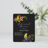 Twee vogels repetitie diner uitnodiging (Staand voorkant)