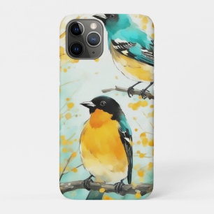 Twee vogels zittend op boomtak iPhone 11 pro hoesje