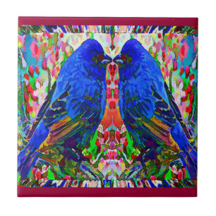 Twee vogeltegel 2-tegel tegeltje