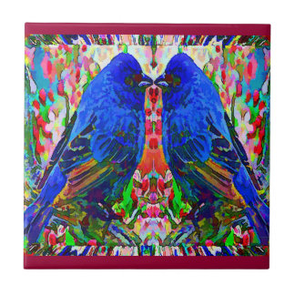 Twee vogeltegel 2-tegel tegeltje