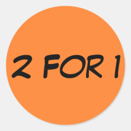 Twee voor één ronde sticker
