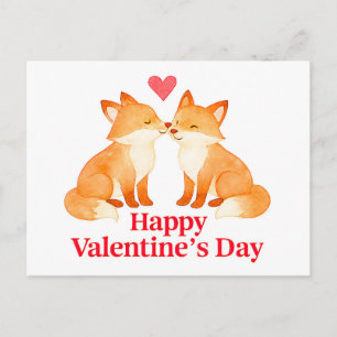 Twee vossen met hart – Valentijnsdag Illustratie Briefkaart