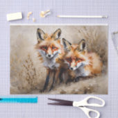 Twee vossen ontkoppelen weefsel papier (Craft)