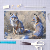 Twee vossen ontkoppelen weefsel papier (Craft)