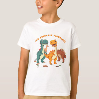 Twee vriendelijke Cartoon dinosaurussen T-shirt