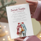 Twee vrienden en Gift Secret Santa Christmas Party Kaart