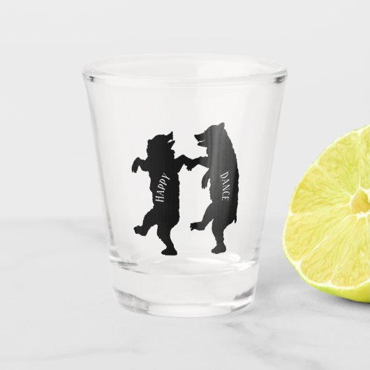 Twee vrolijke dansende zwarte Beren dansen samen Shot Glas (Voorkant)