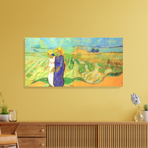 Twee vrouwen die de velden oversteken door Vincent Canvas Afdruk