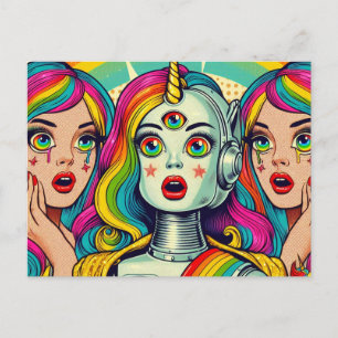 Twee vrouwen en een Rainbow Robot Briefkaart