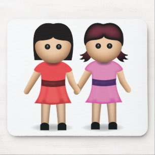 Twee vrouwen houden de handen in de Emoji Muismat