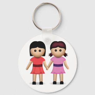 Twee vrouwen houden de handen in de Emoji Sleutelhanger