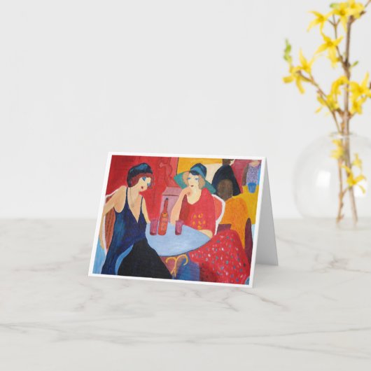 Twee vrouwen in een café kaart (Gele Bloem)