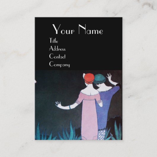 TWEE VROUWEN IN HET Mode-monogram 's nachts Visitekaartje (Voorkant)