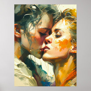 Twee vrouwen Kiss Poster